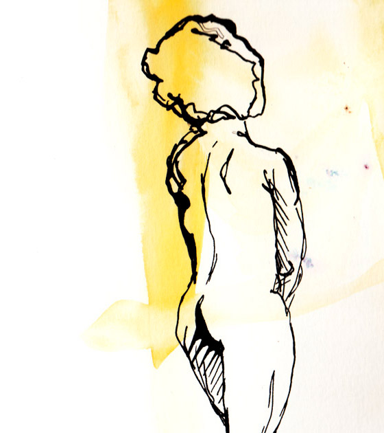 Illustration encre noire femme sexy art contemporain