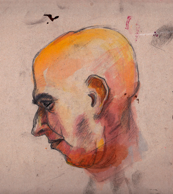 Portrait dessin profil homme aquarelle